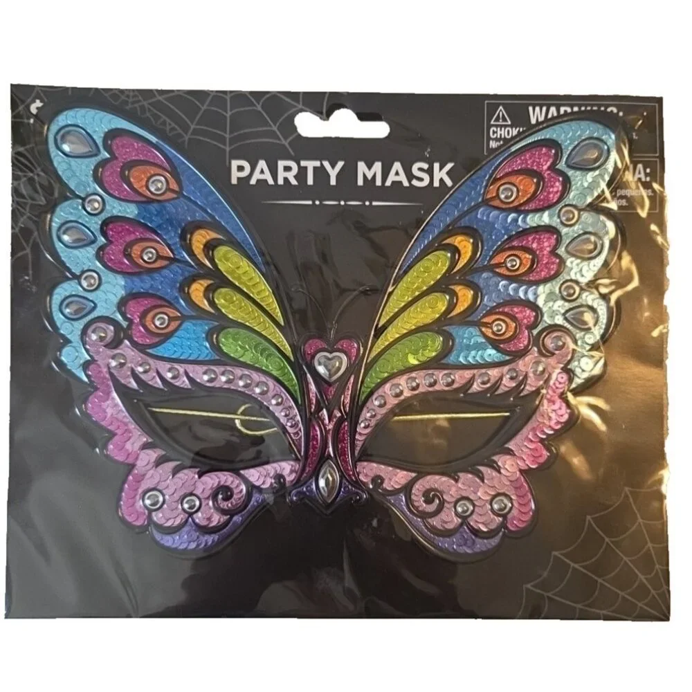 Masquerade Metallic Embossed Mask Butterfly Halloween Party NEW In Pkg